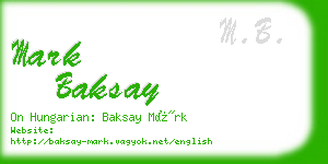 mark baksay business card